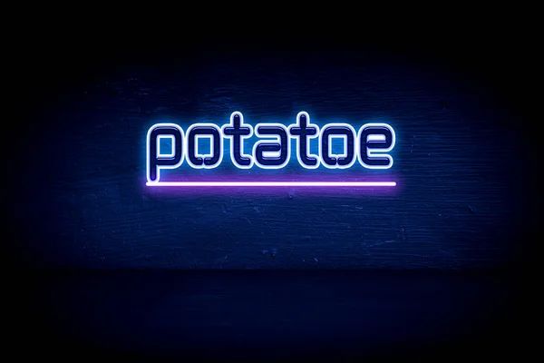 Patates Mavi Neon Duyuru Tabelası — Stok fotoğraf