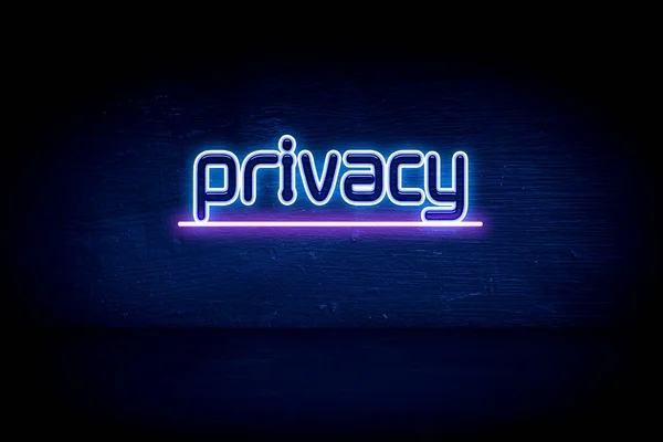 Privacy Blauw Neon Aankondiging Signboard — Stockfoto