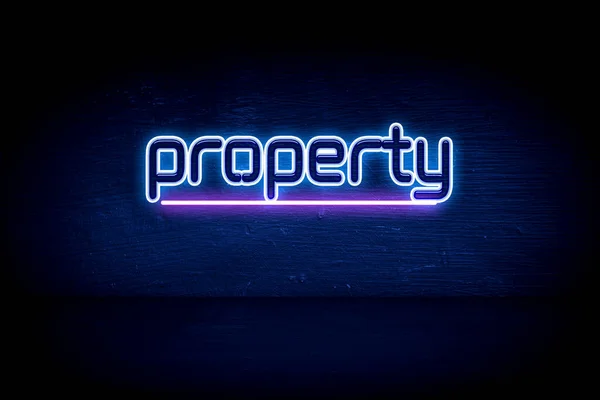 Property Blue Neon Announcement Signboard — Stock Photo, Image