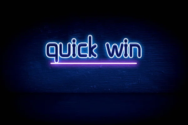 Quick Win Blå Neon Tillkännagivande Skylt — Stockfoto