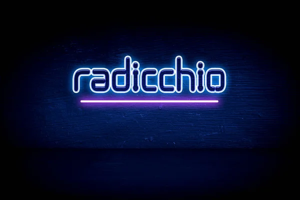 Radicchio Μπλε Πινακίδα Ανακοίνωση Νέον — Φωτογραφία Αρχείου