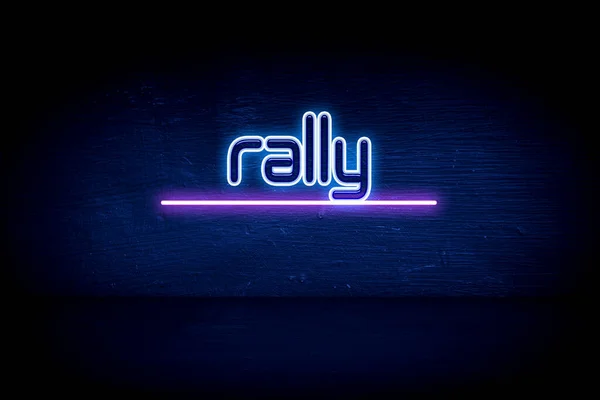 Rally Blue Neon Announcement Signboard — 스톡 사진