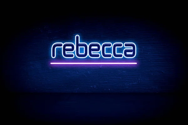 Rebecca Blauw Neon Aankondiging Signboard — Stockfoto