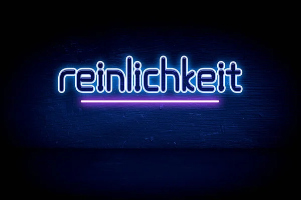 Reinlichkeit Blå Neon Tillkännagivande Skylt — Stockfoto