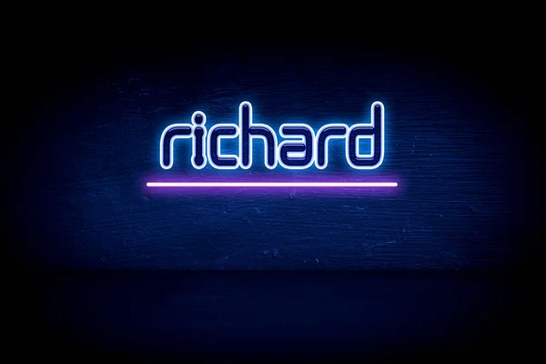 Richard Blue Neon Announcboard — стокове фото