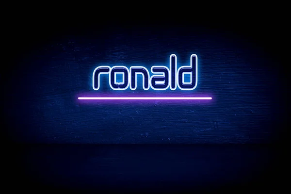 Ronald Mavi Neon Duyuru Tabelası — Stok fotoğraf
