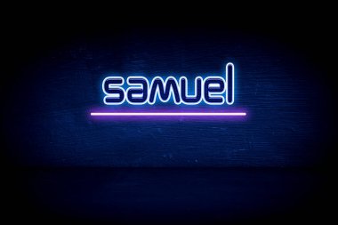 Samuel - mavi neon duyuru tabelası