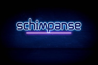 Schimpanse - Mavi neon duyuru tabelası