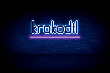 Krokodil - mavi neon duyuru tabelası