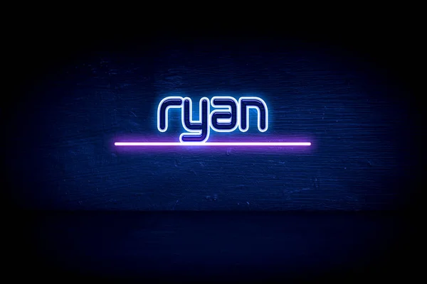 Ryan Mavi Neon Duyuru Tabelası — Stok fotoğraf