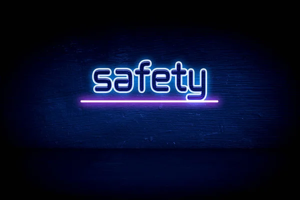 Safety Blue Neon Announcement Signboard — Stock Photo, Image