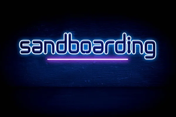 Sandboarding Blue Neon Announcement Signboard — Stock Photo, Image