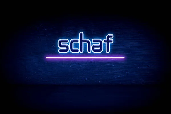 Schaf Blå Neon Tillkännagivande Skylt — Stockfoto