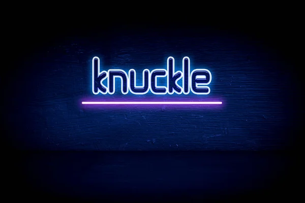 Knuckle Синій Неоновий Вивіска Оголошення — стокове фото