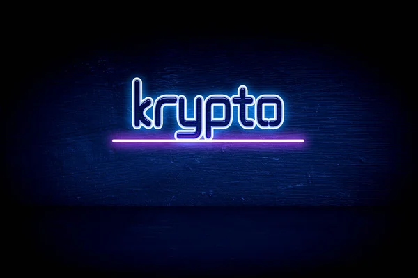 Krypto Blå Neon Tillkännagivande Skylt — Stockfoto