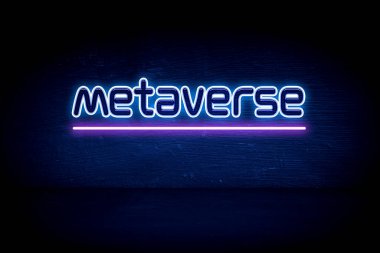 metaverse - mavi neon duyuru tabelası