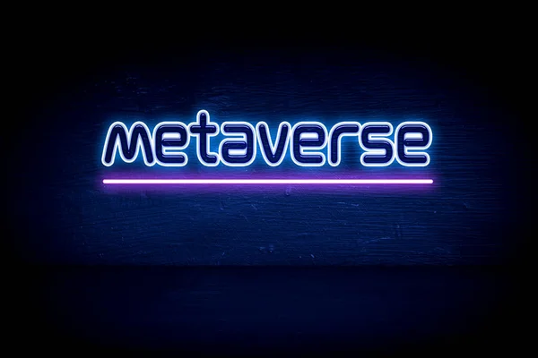 Metaverse Blå Neon Tillkännagivande Skylt — Stockfoto