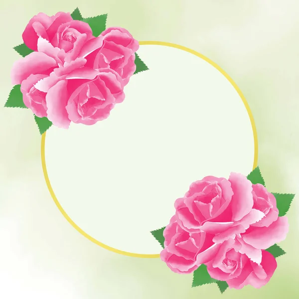 Kwadratowy Wzór Karty Zaproszenie Pięknymi Różowymi Bukietami Róż Jasnozielonym Akwarelowym — Zdjęcie stockowe