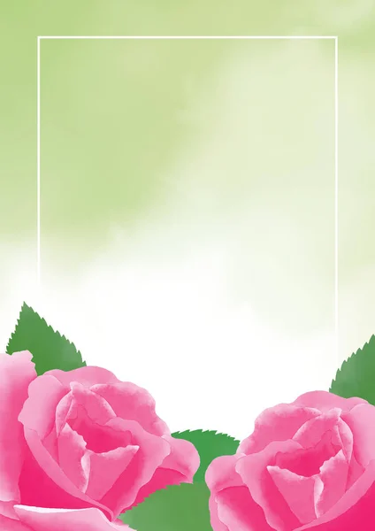 Художественный Свадебный Пригласительный Билет Размер Дизайн Акварелью Розовые Розы Зеленые — стоковое фото