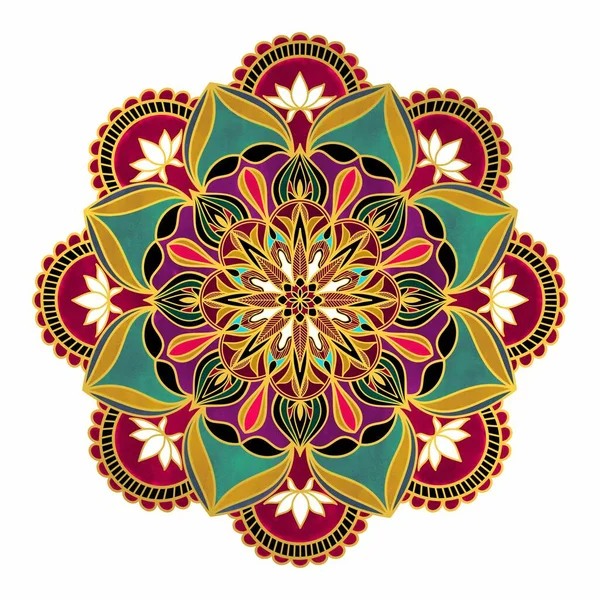 Mandala Cores Com Aquarela Texturizada Sobre Fundo Branco — Fotografia de Stock