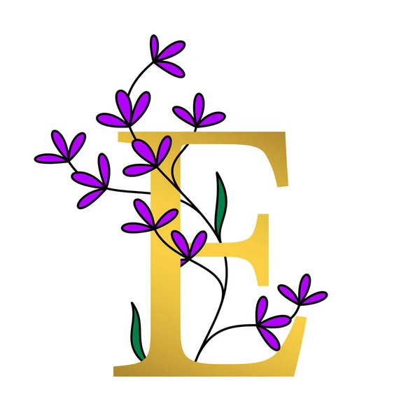 Gold Floral Design Alphabet Illustration White Background — Fotografia de Stock