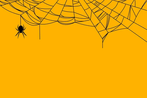 Spider and destroyed spider web illustration design on orange background.