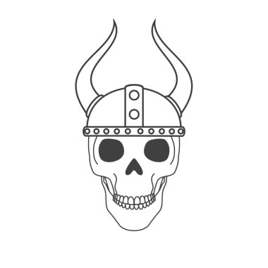 Ölüm adamı ve kafasında Vikingler köyü.