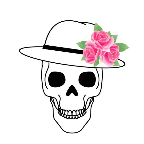 Death Man Pink Roses His Hat Graphic Design White Background — Stock fotografie