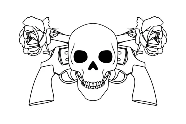 Guns Roses Death Skull Graphic White Background — Fotografia de Stock