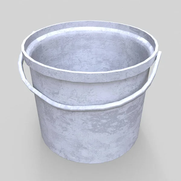 Old Painted Bucket Isolated White Rendering — Stock Photo, Image