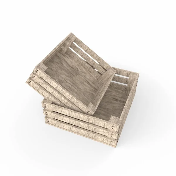 Деревянный Ящик Изолированный Белый — стоковое фото