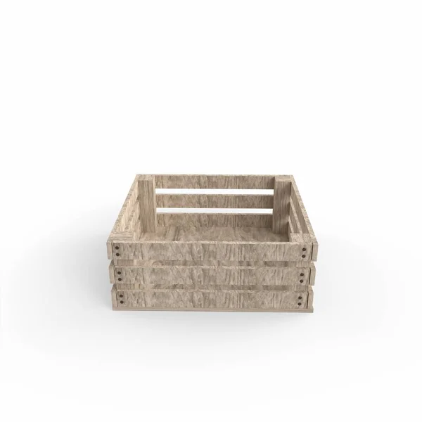 Caja Madera Aislada Blanco —  Fotos de Stock