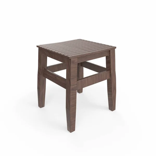 Beyaz arka plan üzerinde izole ahşap tabure