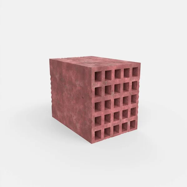 Red Briquette Brick Isolated White — Fotografia de Stock