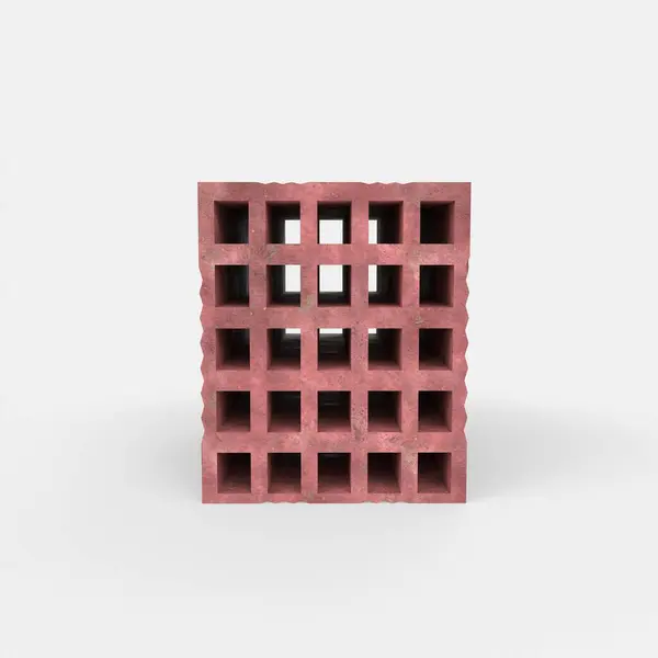 Red Briquette Brick Isolated White — Fotografia de Stock