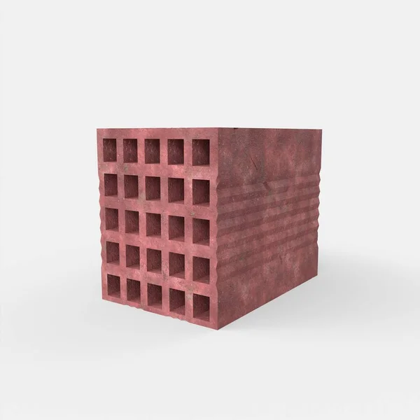 Red Briquette Brick Isolated White — Stock Fotó