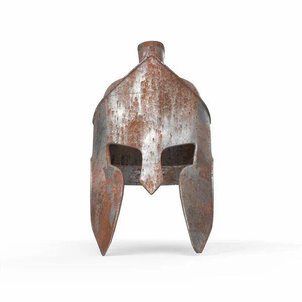 Old Spartan Helmet Modelling Rechtenvrije Stockafbeeldingen