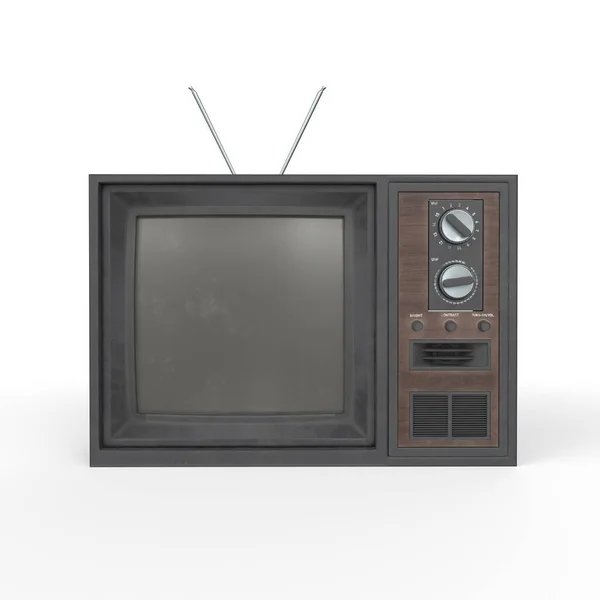 被白色背景隔离的旧电视机 — 图库照片