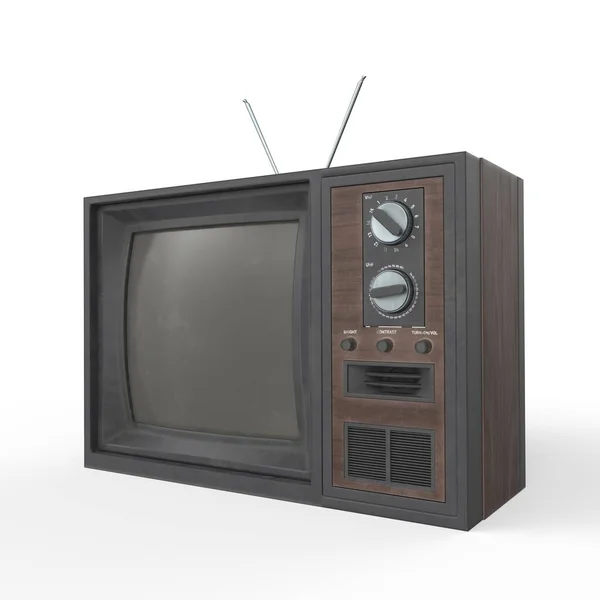 被白色背景隔离的旧电视机 — 图库照片