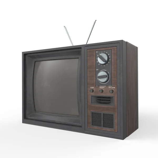 Beyaz arkaplanda izole edilmiş eski televizyon