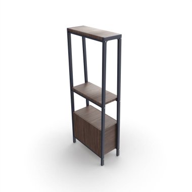 Ahşap ev rafı beyaz arkaplanda izole