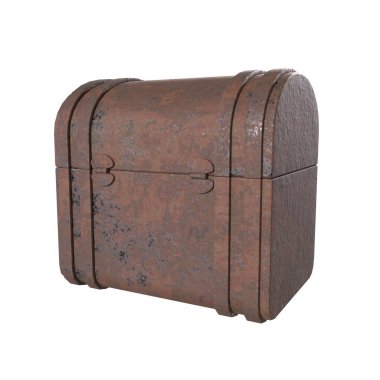 Beyaz arkaplanda izole edilmiş eski göğüs kutusu