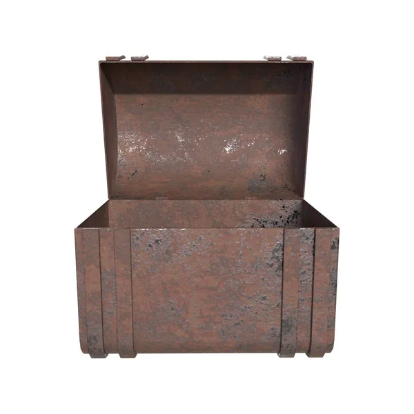Old Chest Box Isolated White Background — Fotografia de Stock