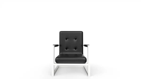 Fauteuil Cuir Noir Sur Fond Blanc — Photo