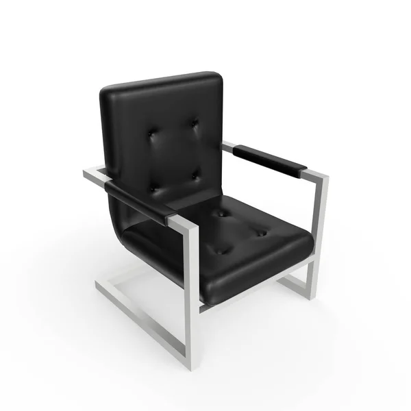 白色背景上的黑色皮革扶手椅 — 图库照片