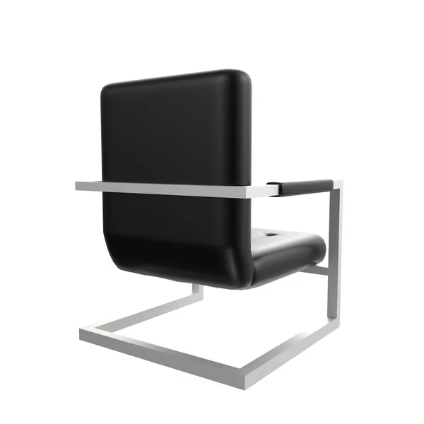 Черное Кожаное Кресло Белом Фоне — стоковое фото