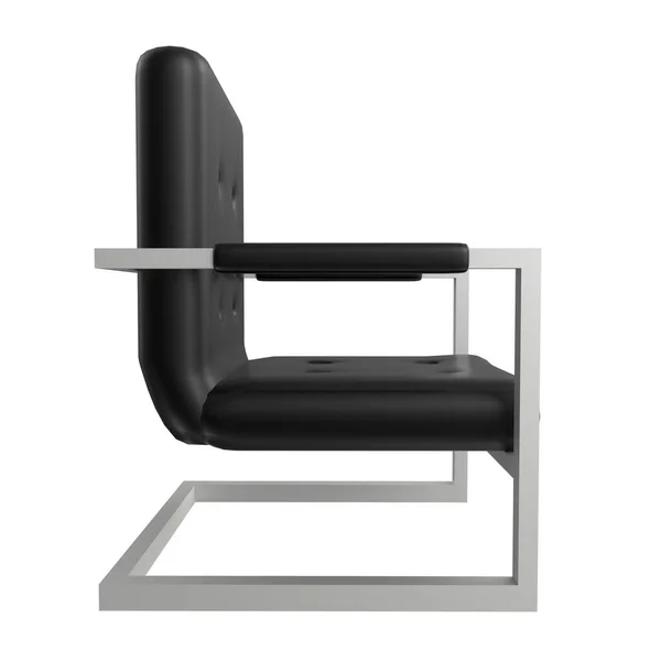 Fauteuil Cuir Noir Sur Fond Blanc — Photo