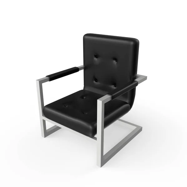 白色背景上的黑色皮革扶手椅 — 图库照片