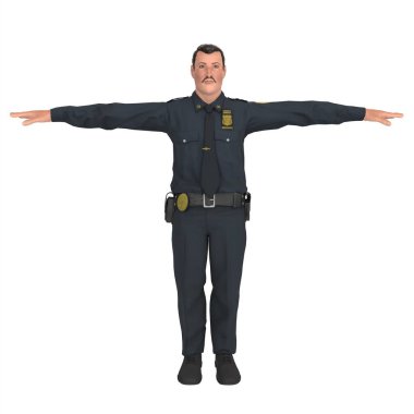 Police man isolated on white background