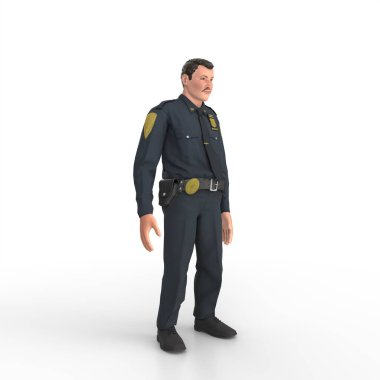 Police man isolated on white background